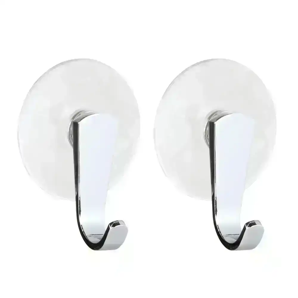 2x Idesign Gia 3.5cm Suction Hook Towel/Loofah/Cloths Holder Bathroom Storage