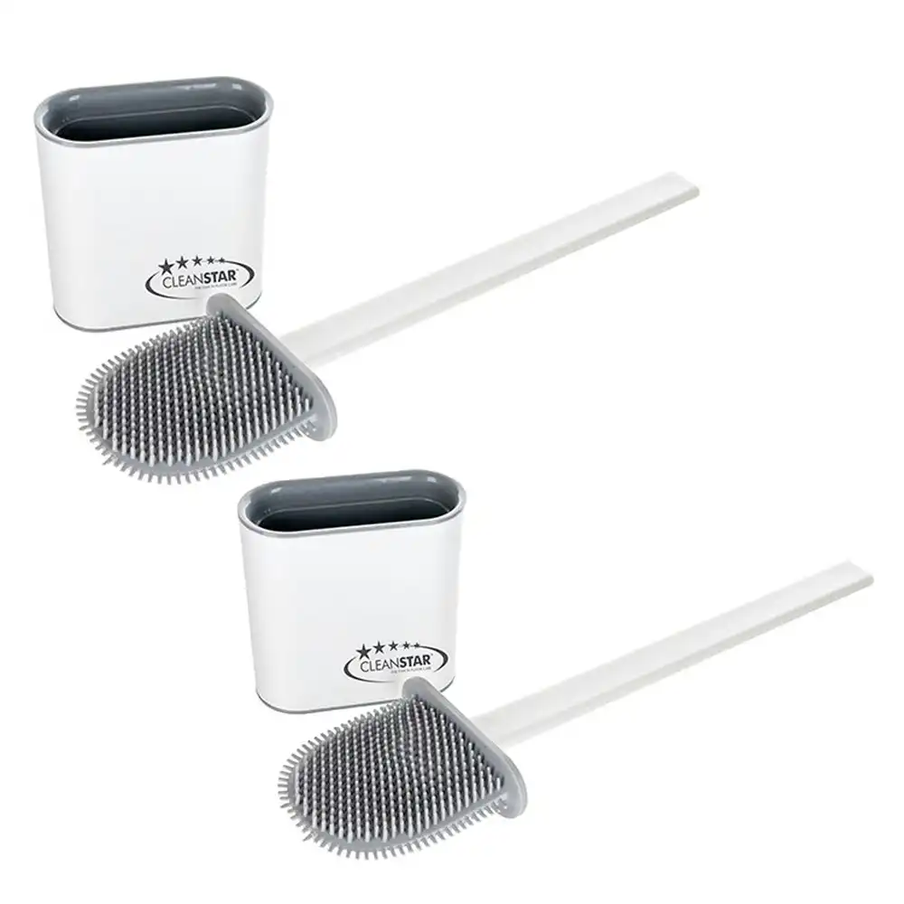 2x Cleanstar Flexible Silicone Toilet/Bathroom Multi-Purpose Cleaning Brush 36cm