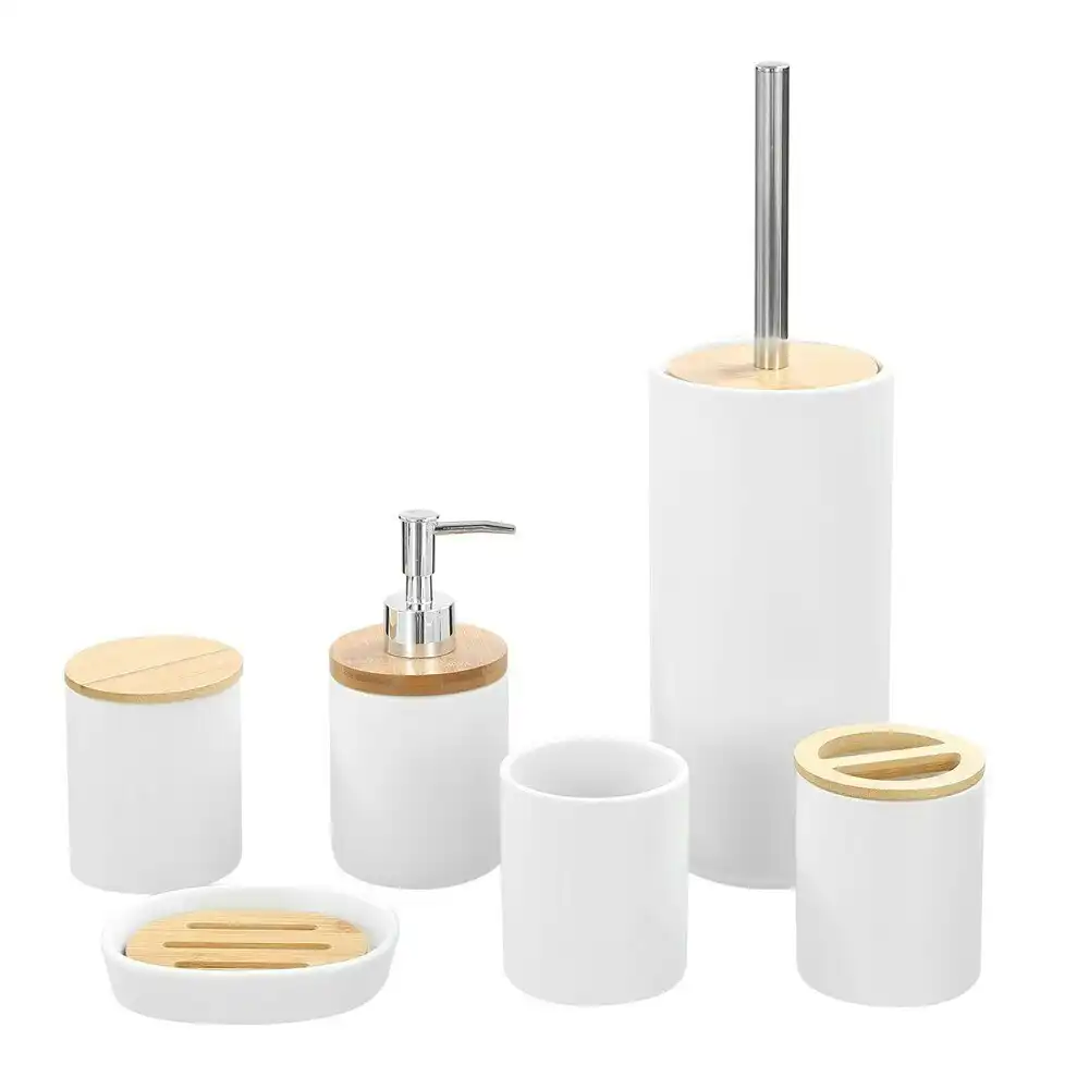 3x Boxsweden Bano 8x9cm Ceramic Bathroom Cup Toothbrush/Paste Holder Storage WHT