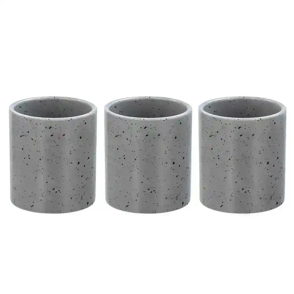 3x Boxsweden Bano 9cm Ceramic Bathroom Cup Toothbrush Holder Storage GRY Speckle