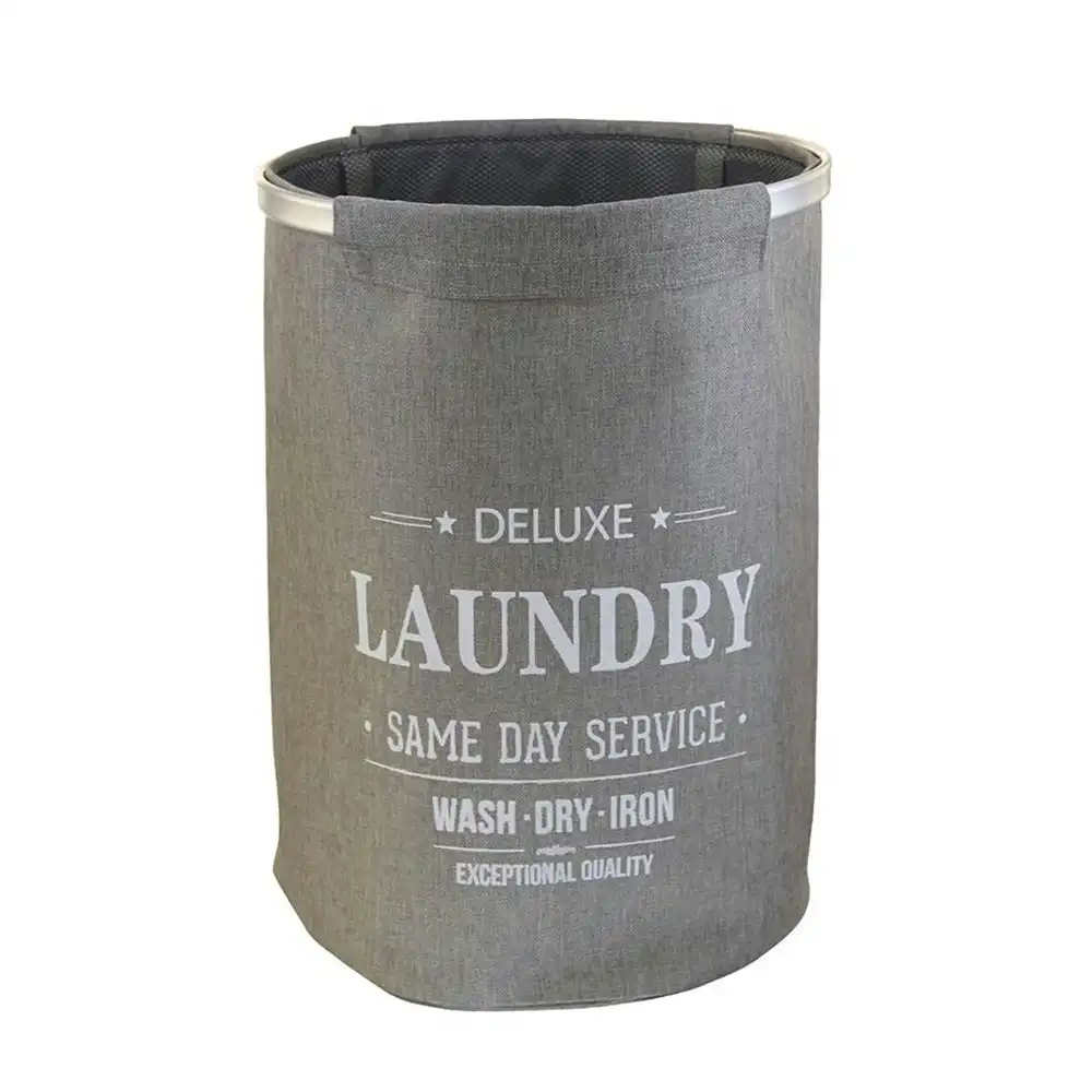 Butlers Capri Round Laundry Hamper Home Dirty Clothes Basket Bin Storage Coal