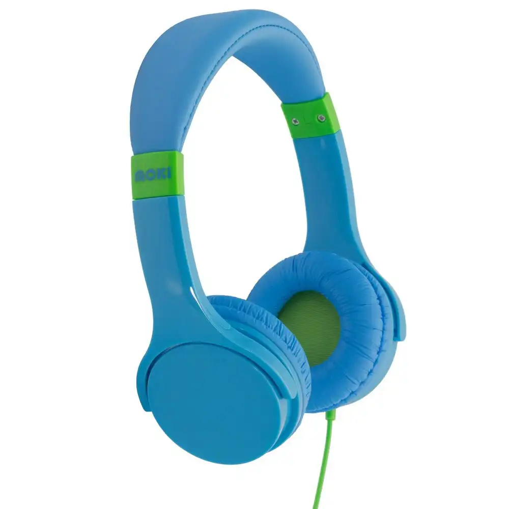 Moki Lil' Kids Volume Limited On Ear Headphones/Headband w/3.5mm Jack Blue 3y+