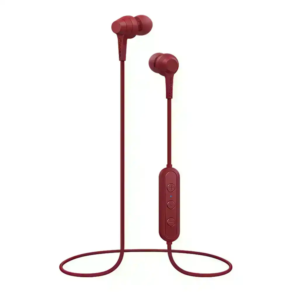Pioneer C4 Bluetooth Wireless Stereo Headphones In Ear Buds Headset w/ Mic Red
