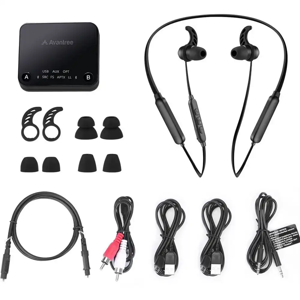 Avantree Wireless/Bluetooth In-Ear Headphones Transmitter Set For TV Watching