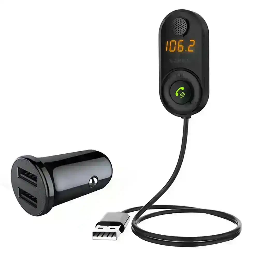 Sansai Bluetooth Hands-Free Car Kit FM Transmitter w/USB 3.1A Port Car Charger