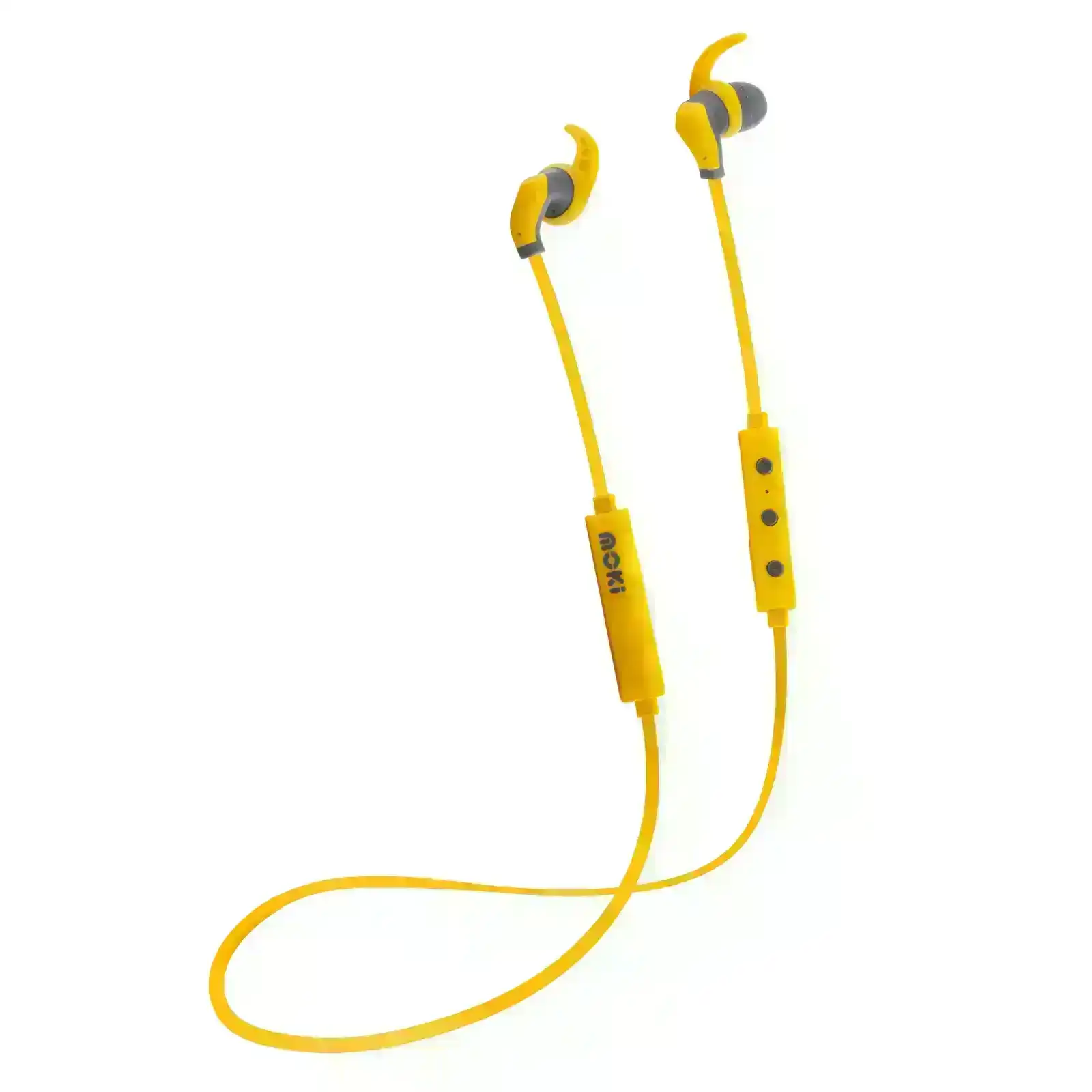 Moki Rechargeable Hybrid Wireless/Bluetooth Headphones/Earphones w/ Mic Yellow