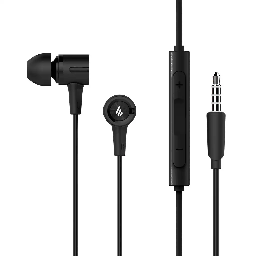 Edifier P205 Wired Earbuds/Earphones w/ In-Line Microphone For Smartphones Black