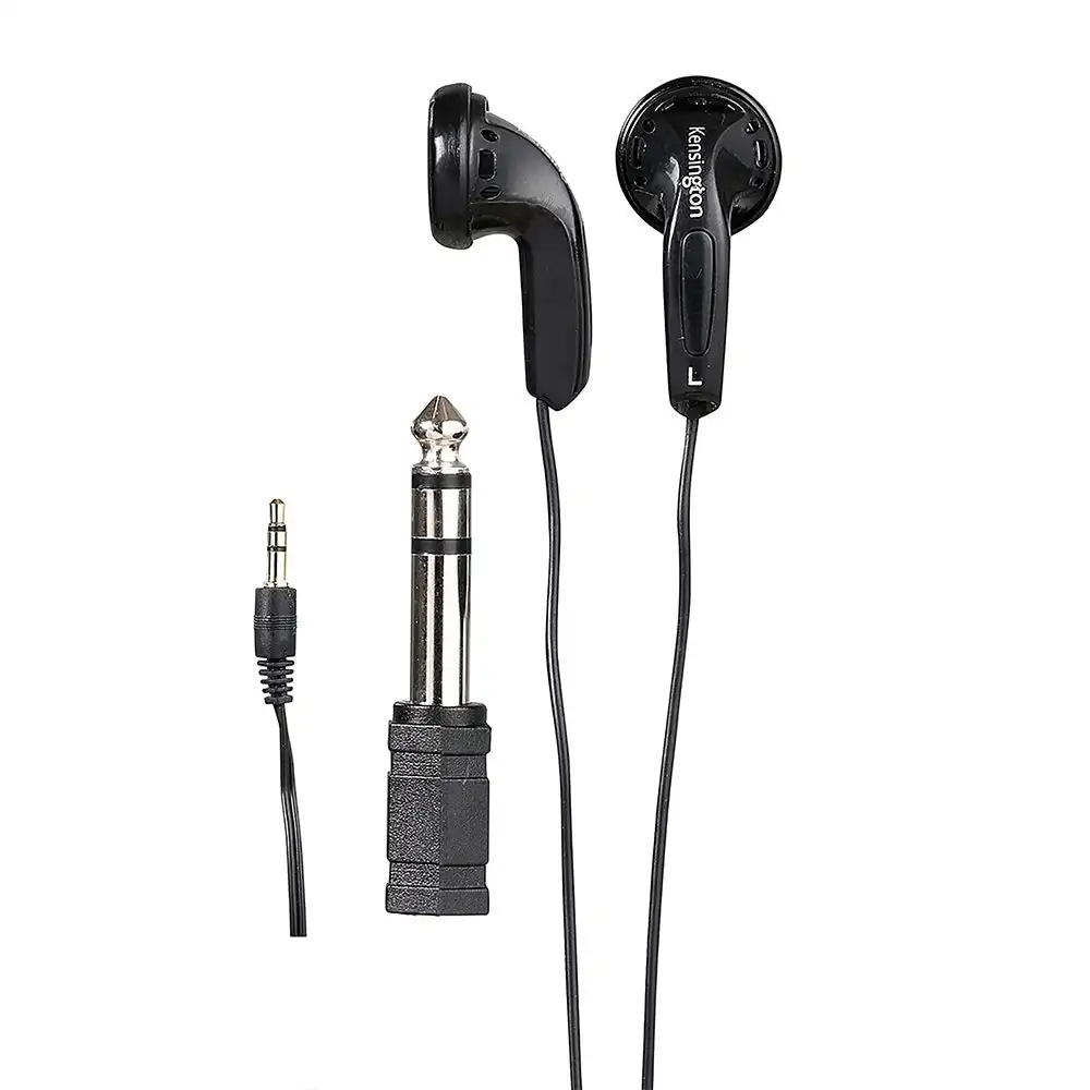 Kensington Stereo Wired Earphones/Earbuds For Mobile Phones w/ 3.5mm Adapter BLK