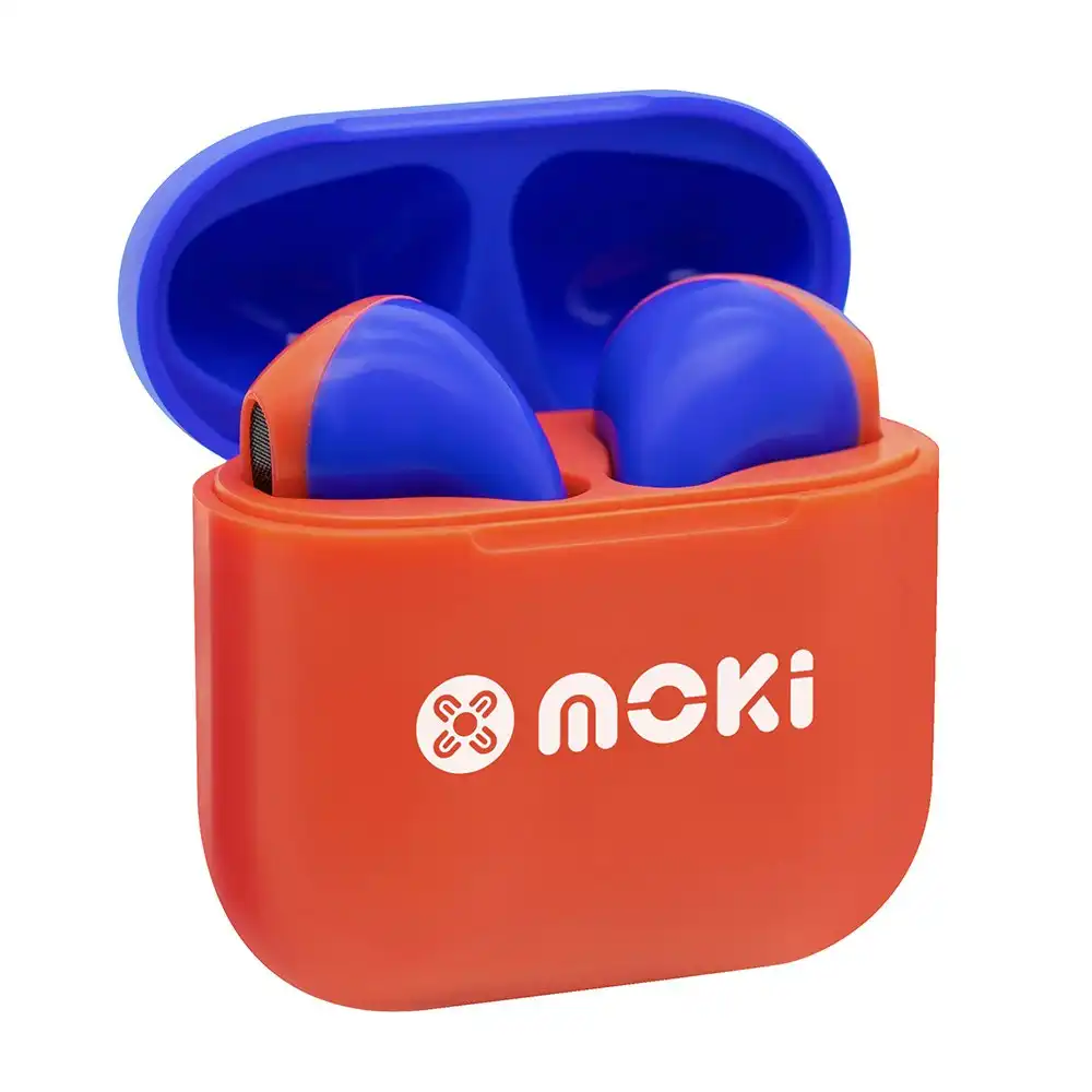 Moki MokiPods Mini TWS Wireless/Bluetooth Earphones Kids Volume Limited Red Blue