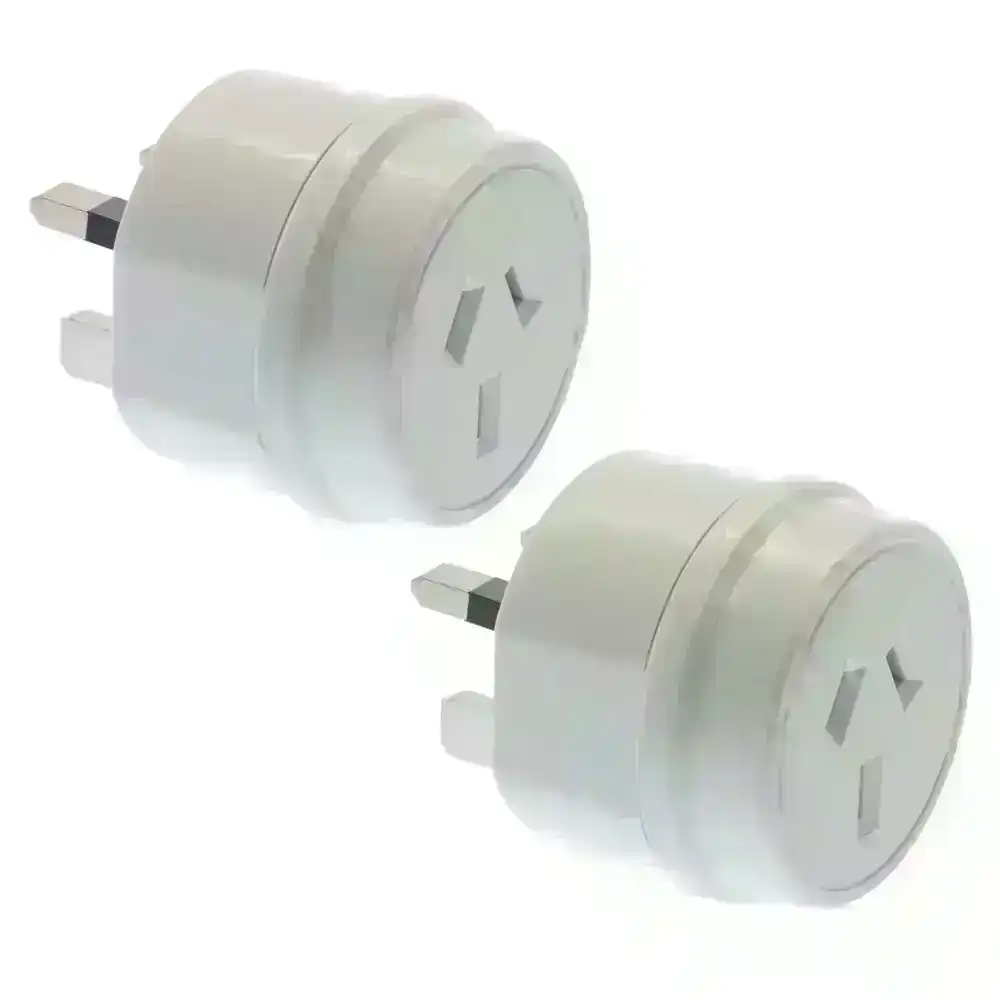 2PK Moki Travel Adaptor AUS/NZ to UK Adapter Wall Power Plug Outlet Socket White
