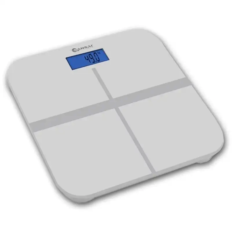 Sansai White Digital Personal Bathroom Scale Precision Glass Body Weight Measure