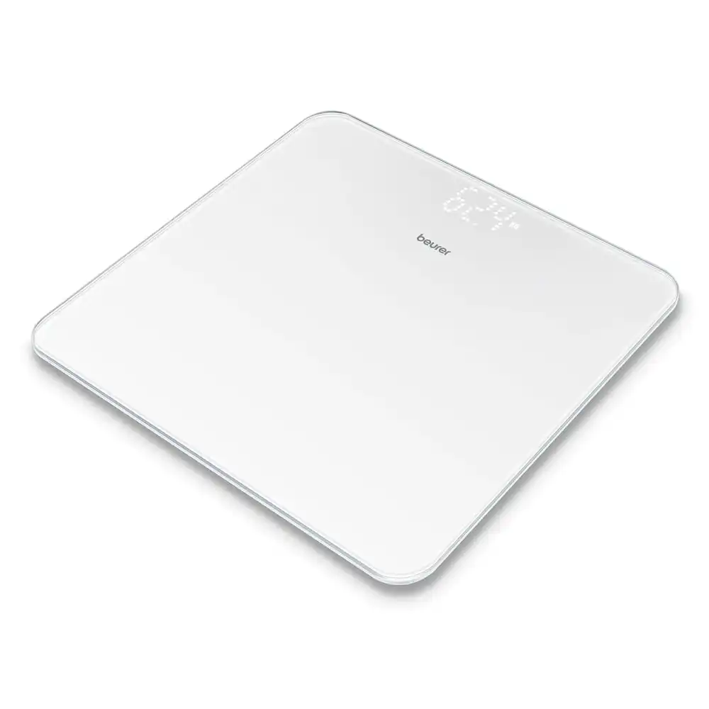 Beurer 30cm White 180kg Glass Body Weight Bathroom Scale w/ LED Digital Display