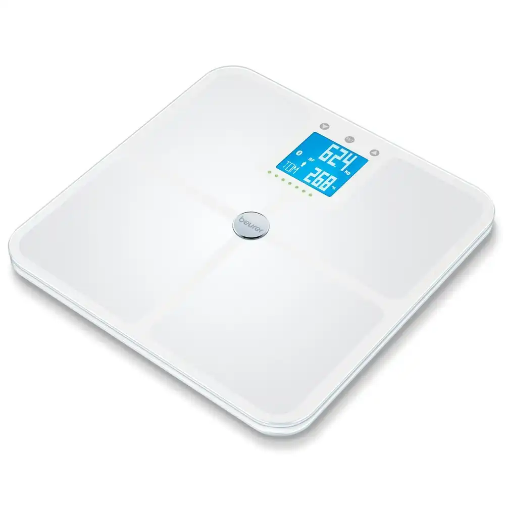 Beurer 180kg Diagnostic Body Weight/Fat/BMI/Muscle Bluetooth Bathroom Scale WHT