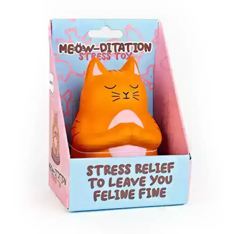 Gift Republic Meowditation Meditation Stress Ball Toy Soft Squishable ORNG 12cm