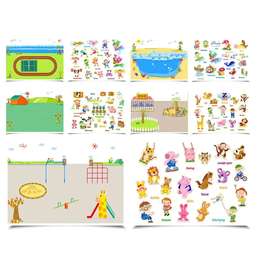 Jar Melo Reusable Stickers Pad Set City Park/Playground Scenes Sheets Kids 3y+