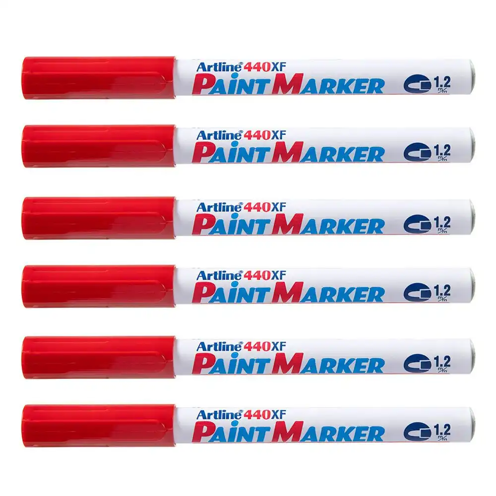 12PK Artline 440 Permanent Paint Marker 1.2mm Bullet Nib - Red