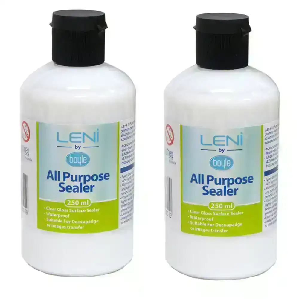2x Boyle Leni All Purpose 250ml Clear Gloss Surface Sealer Non-Toxic Water Based