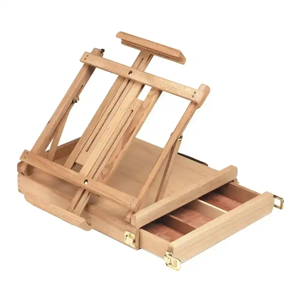 Jasart Portable Beech Tabletop Compact Wooden Box Easel Holder w/ Carry Handle