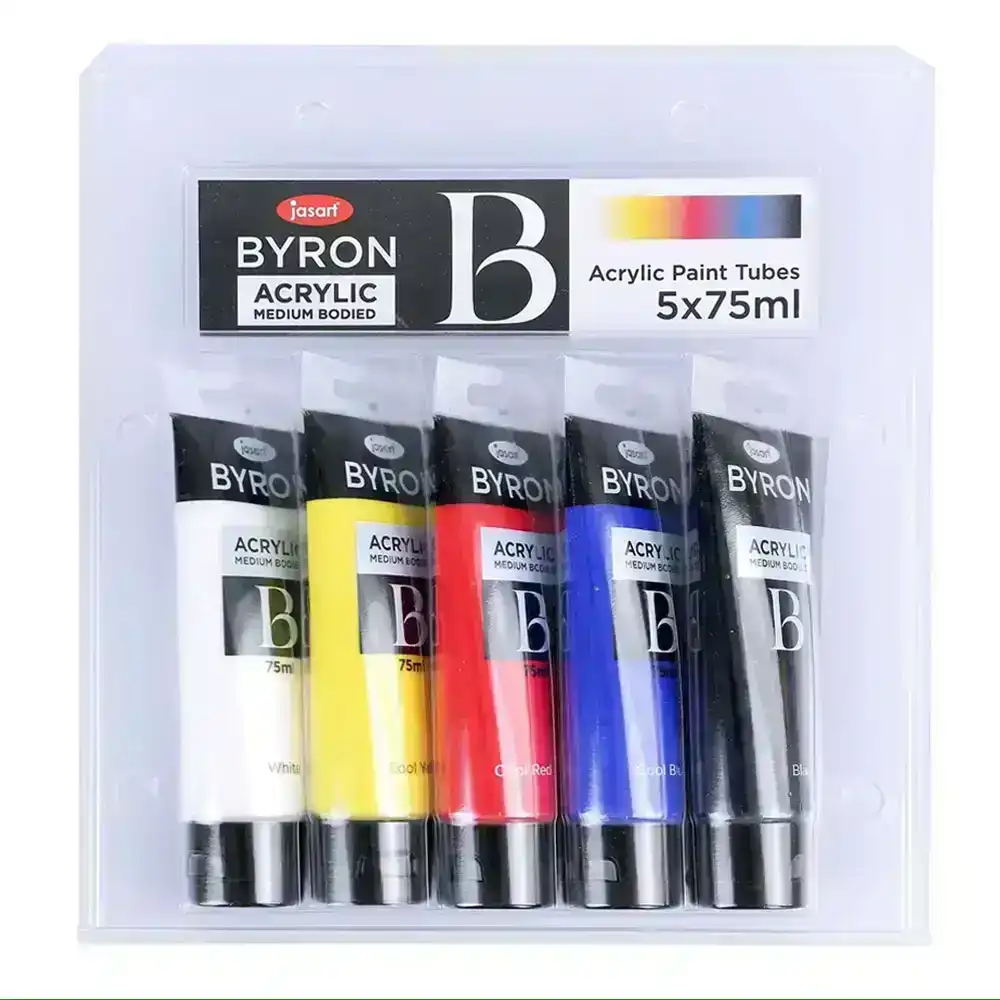 5pc Jasart Byron 75ml Primary Acrylic Medium Bodied Paint Tubes Set Art/Craft