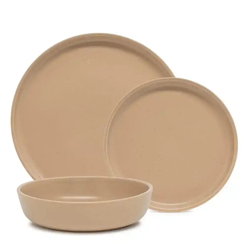 12pc Salt & Pepper Industry Stoneware Dinner Set Plates/Side Dish/Bowls Tortilla