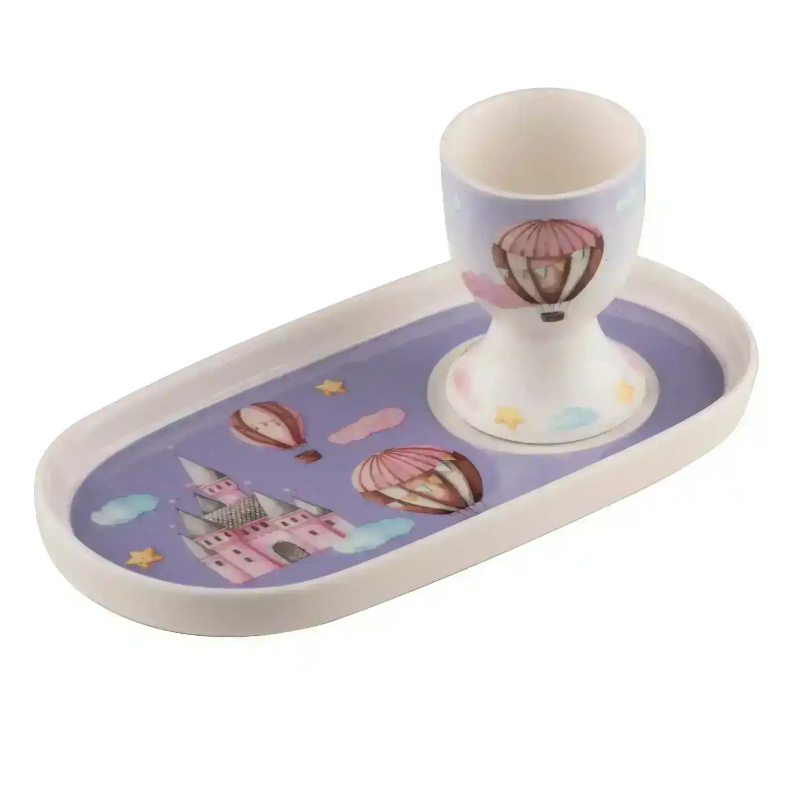 Ashdene Up In The Sky Soldier Kids New Bone China Egg Cup/Snack/Dinner Plate Set
