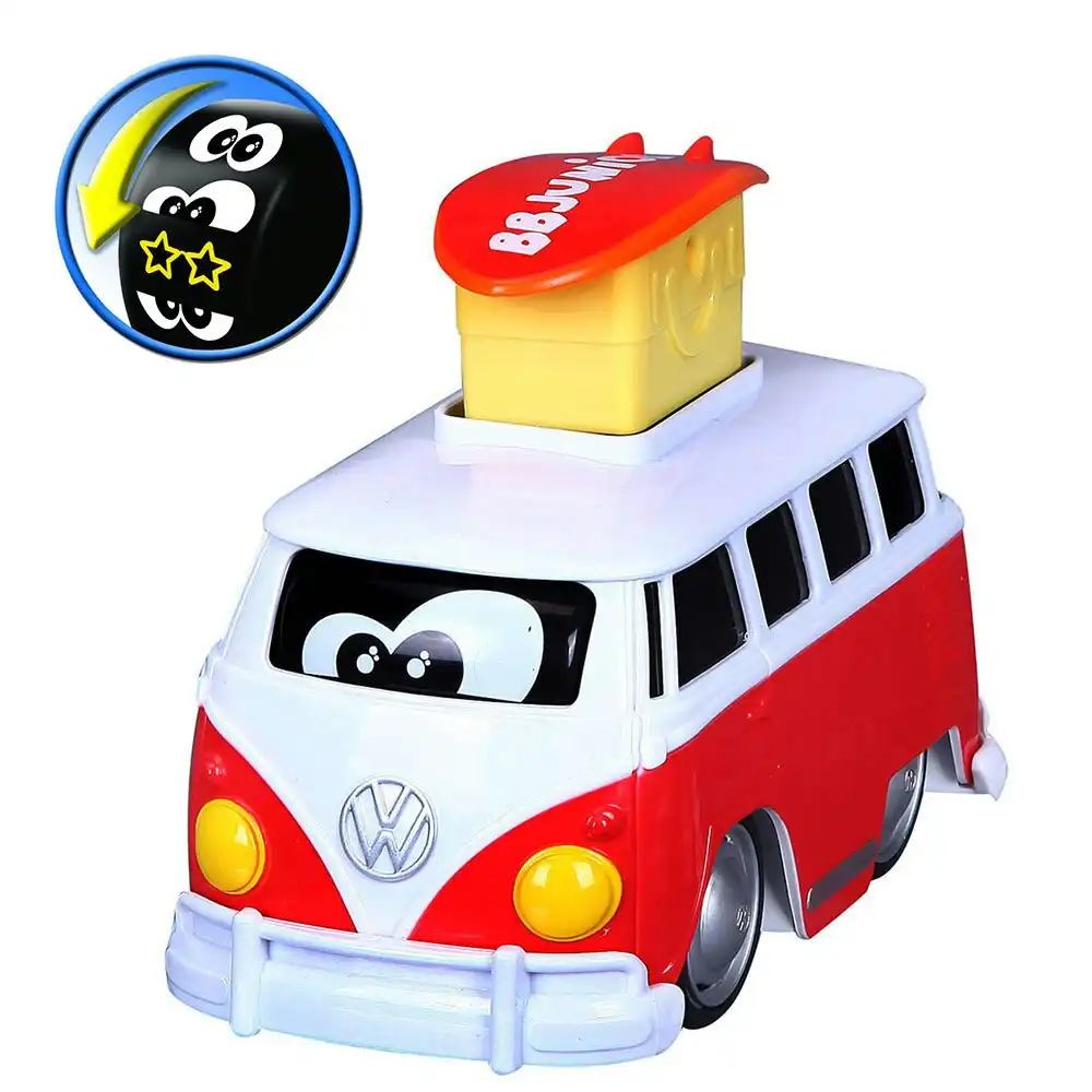 2x BB Junior 15cm Volkswagen Expression Changes/Press & Go Bus Toy Kids 9m+ Red