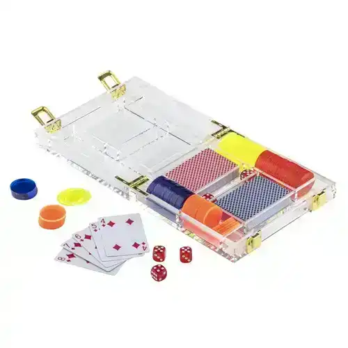 Bonnie Portable Hand-Crafted Acrylic Poker/Playing Card/Chips Fun Toy Game Set