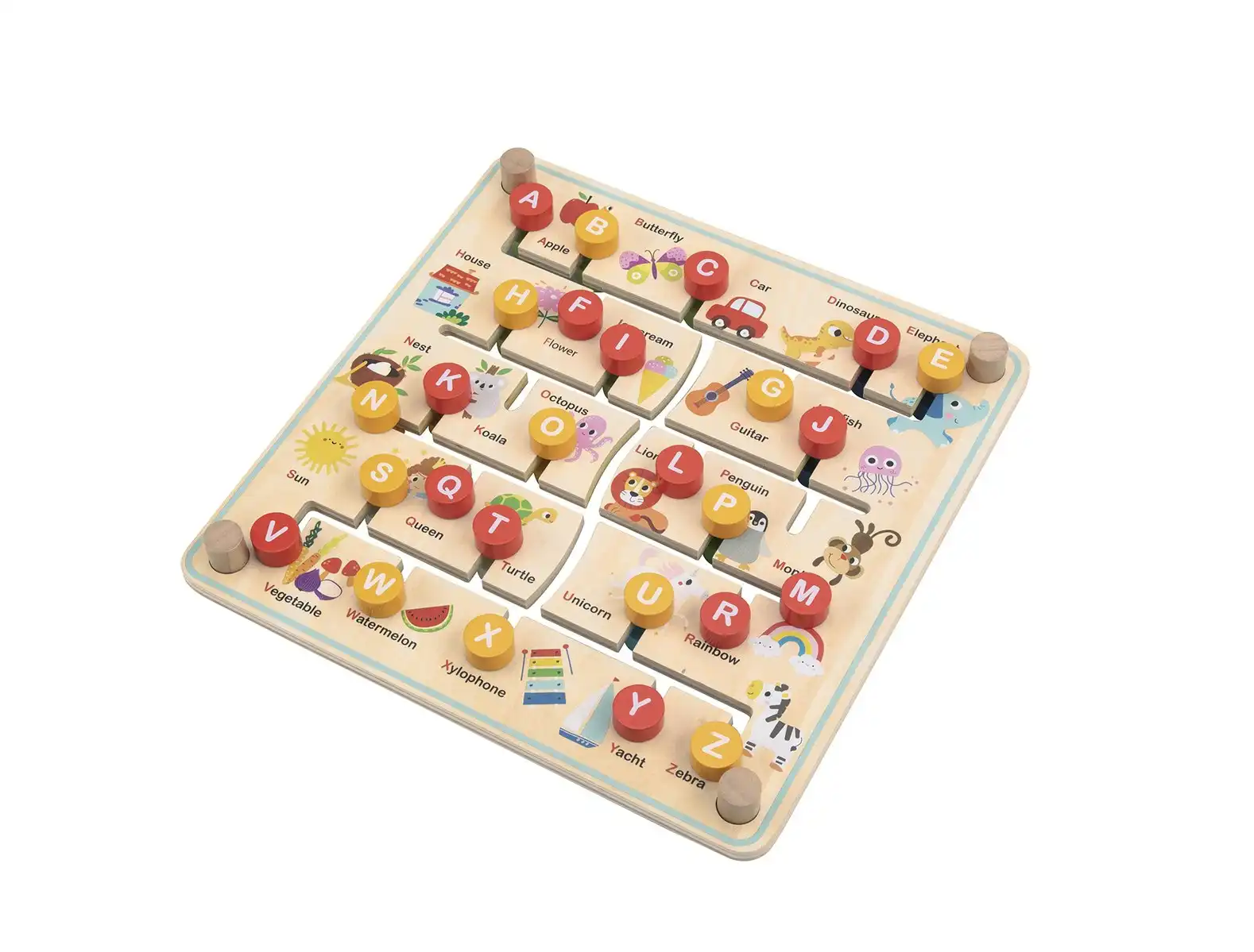 Tooky Toy Wooden Alphabet & Farm Matching Maze Board Game Kids Fun Activity 3+