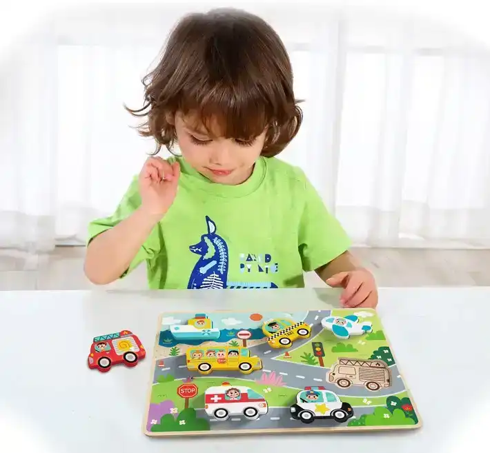 Tooky Toy Chunky Children's/Kids Problem Solving Puzzle Transportation 12m+