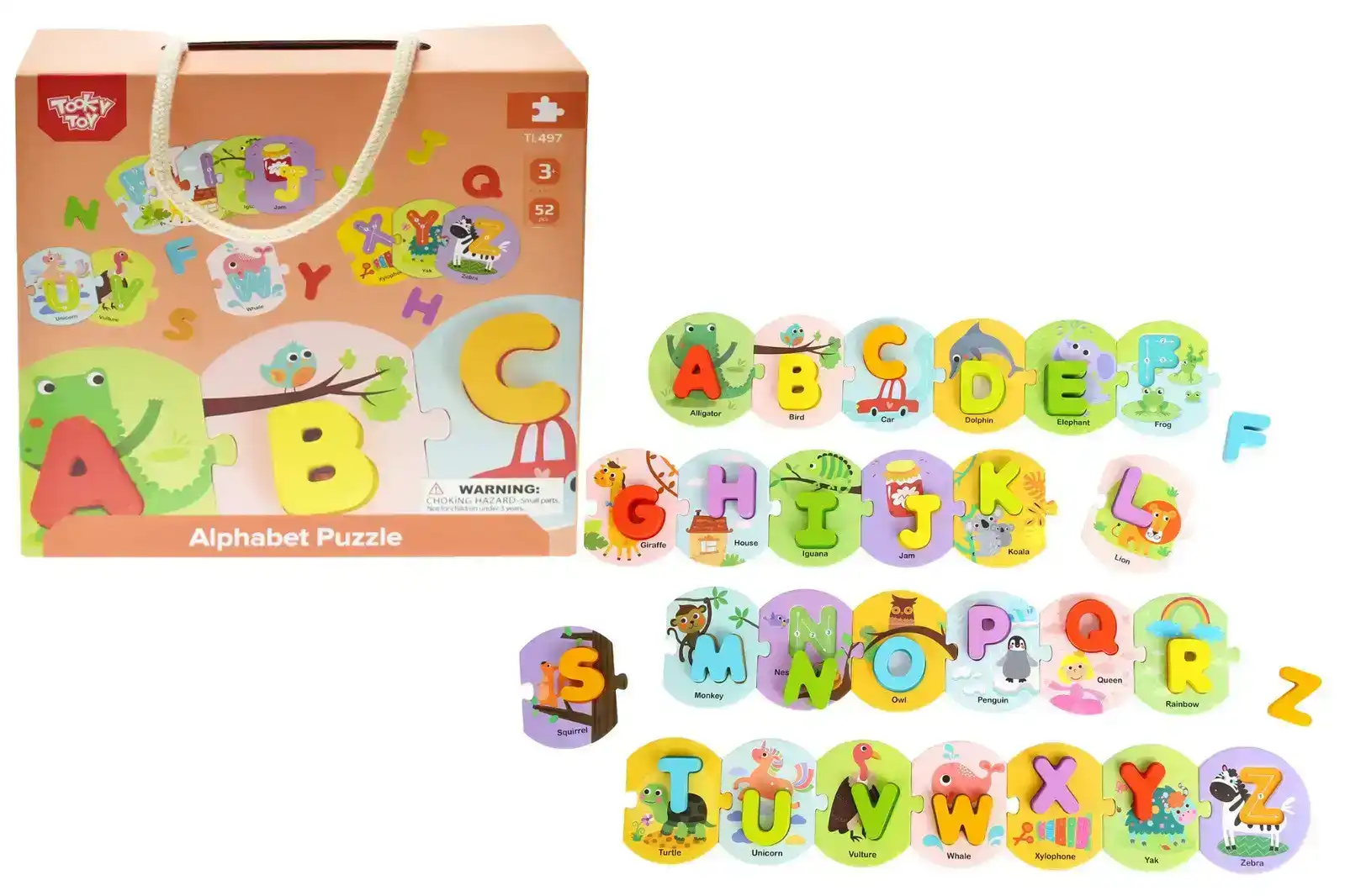 Tooky Toy Learning Alphabet Kids/Toddler Wooden Alphabet Puzzle In Carry Box 3+