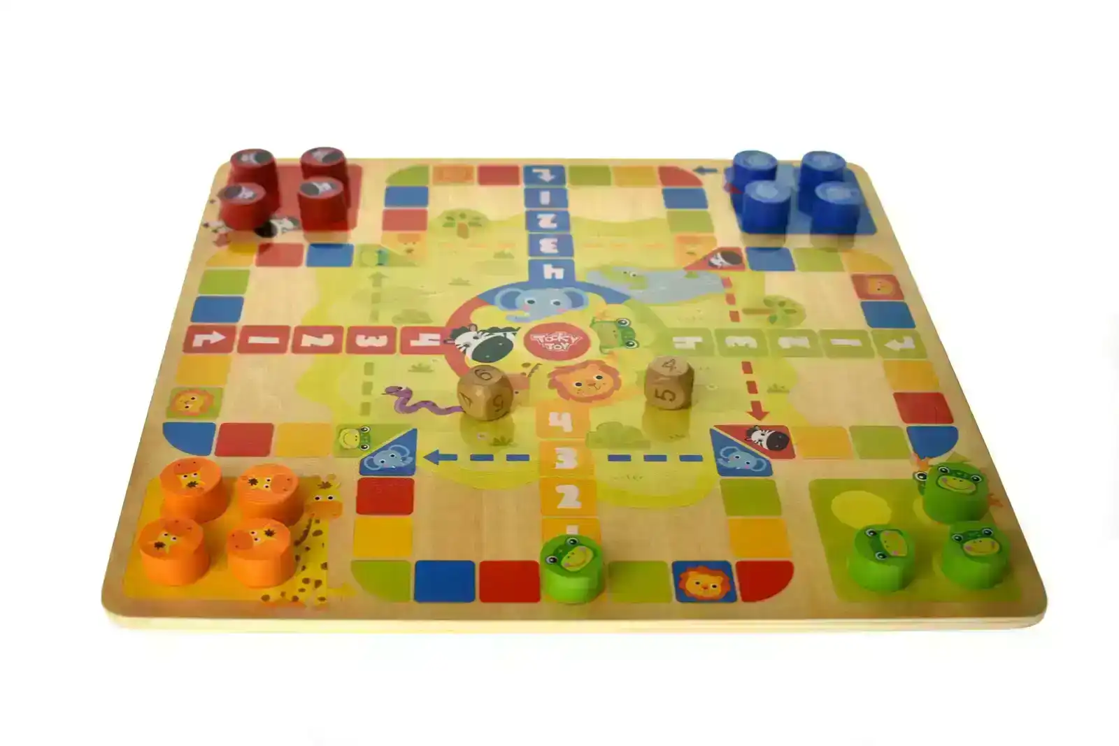Tooky Toy Kids 2 In 1 Wooden Board Game Classic Ludo/Snakes & Ladders 30cm 3+