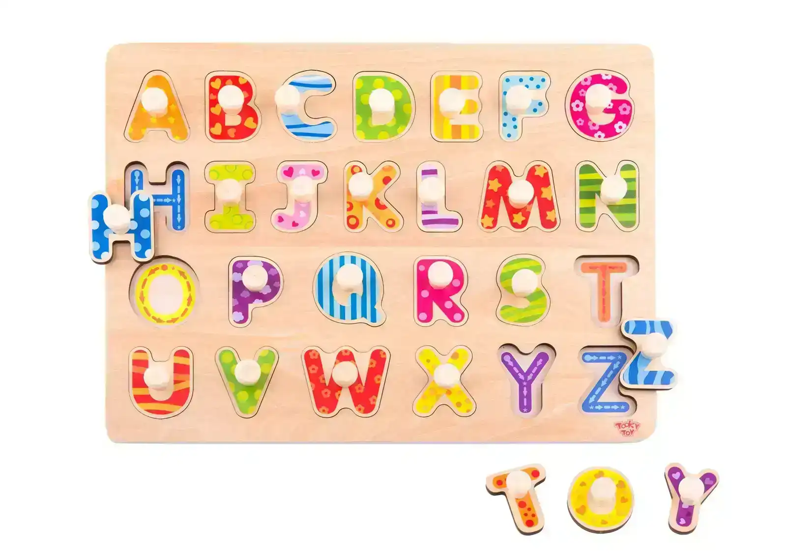 Tooky Toy Wooden English Alphabet Kids/Children Learning Peg Play Puzzle 3+