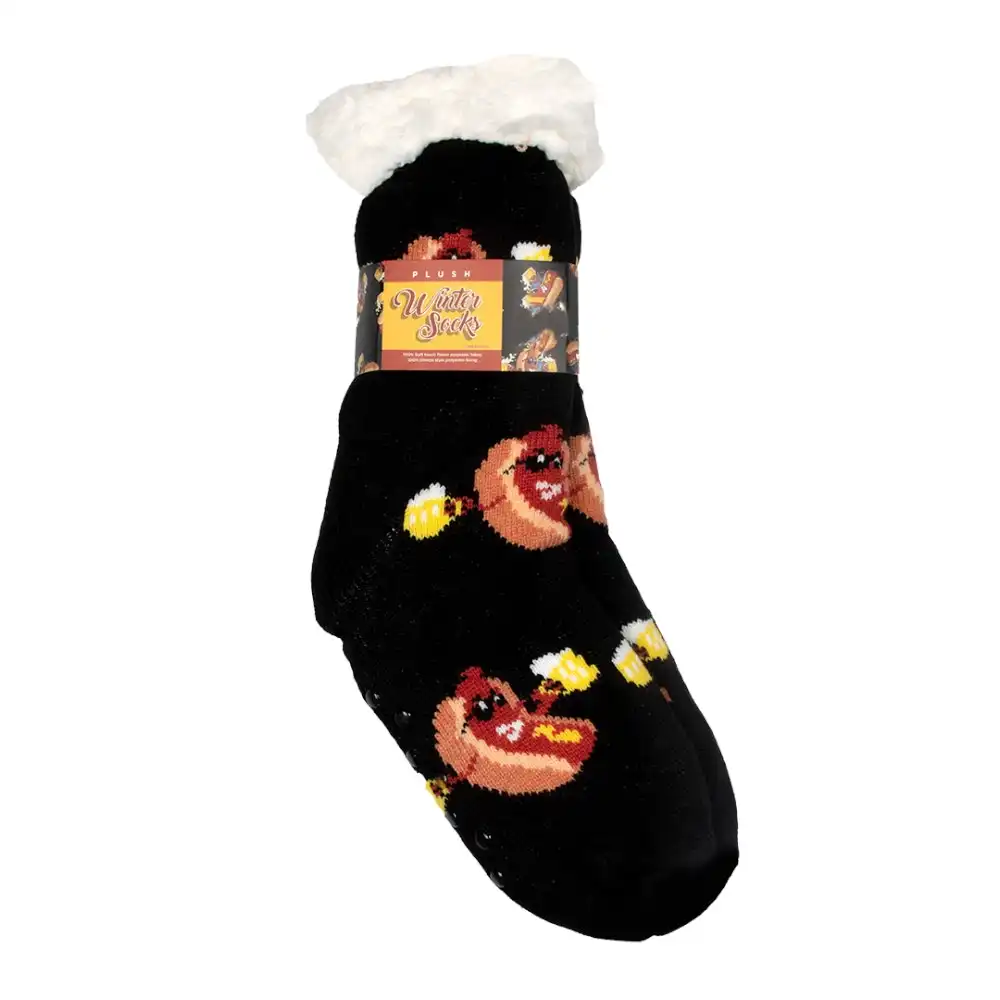 BBQ Black Sherpa Winter Socks