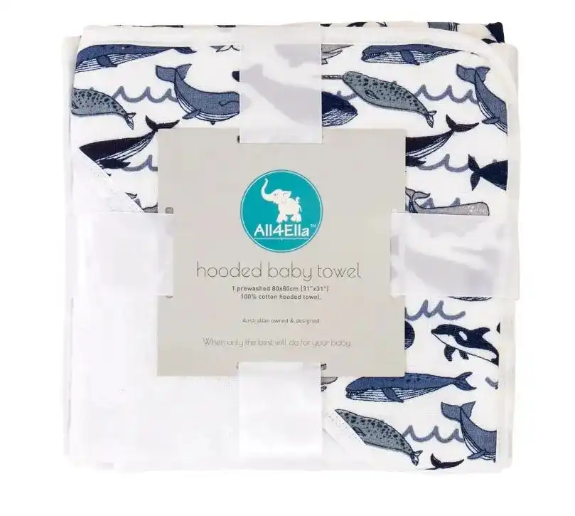 Hooded Towel - Whales