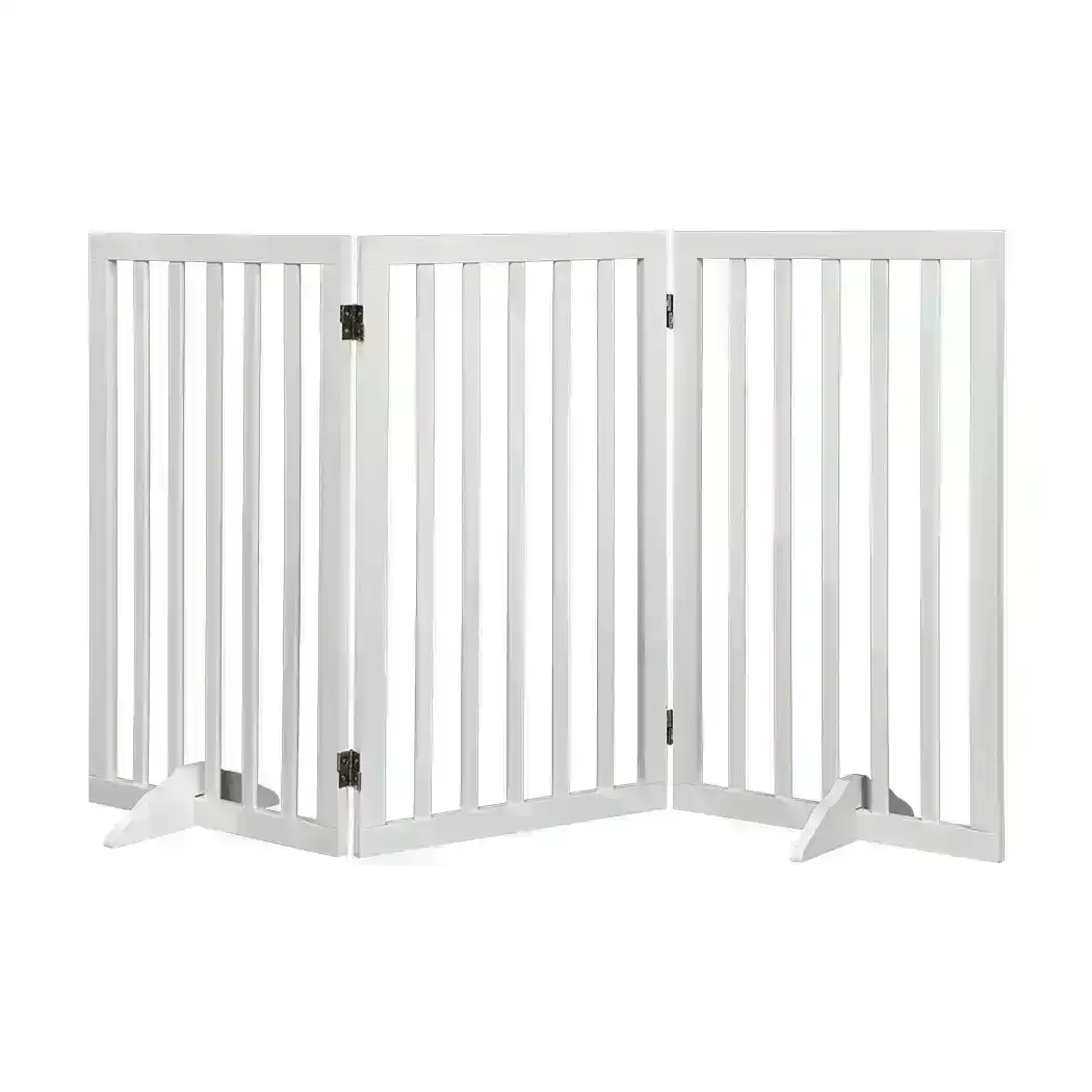 Pawz Wooden Pet Gate Dog Fence Safety Stair Barrier Security Door 3 Panel Large