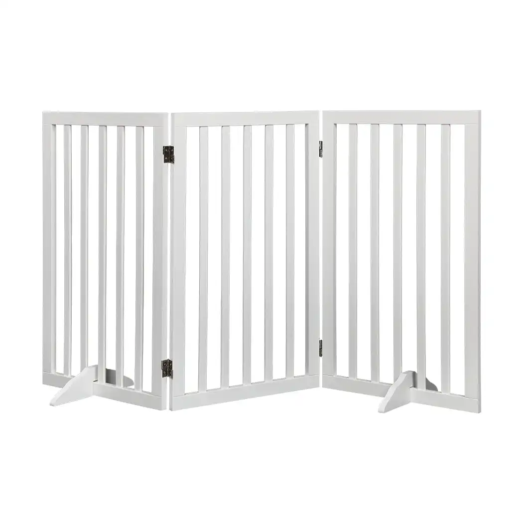 Pawz Wooden Pet Gate Dog Fence Safety Stair Barrier Security Door 3 Panel Large