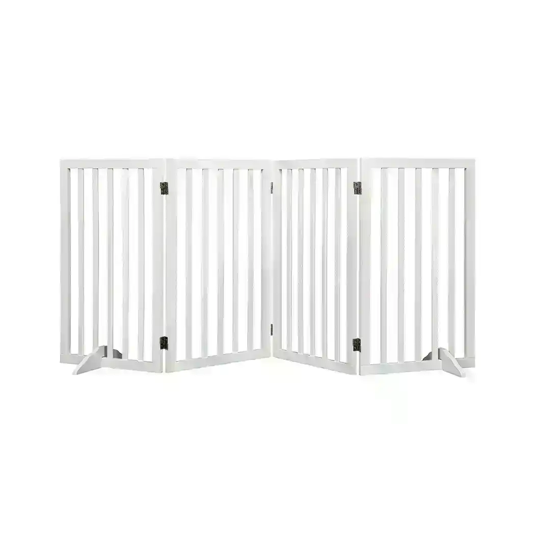 Pawz Wooden Pet Gate Dog Fence Safety Stair Barrier Security Door 4 Panel Large