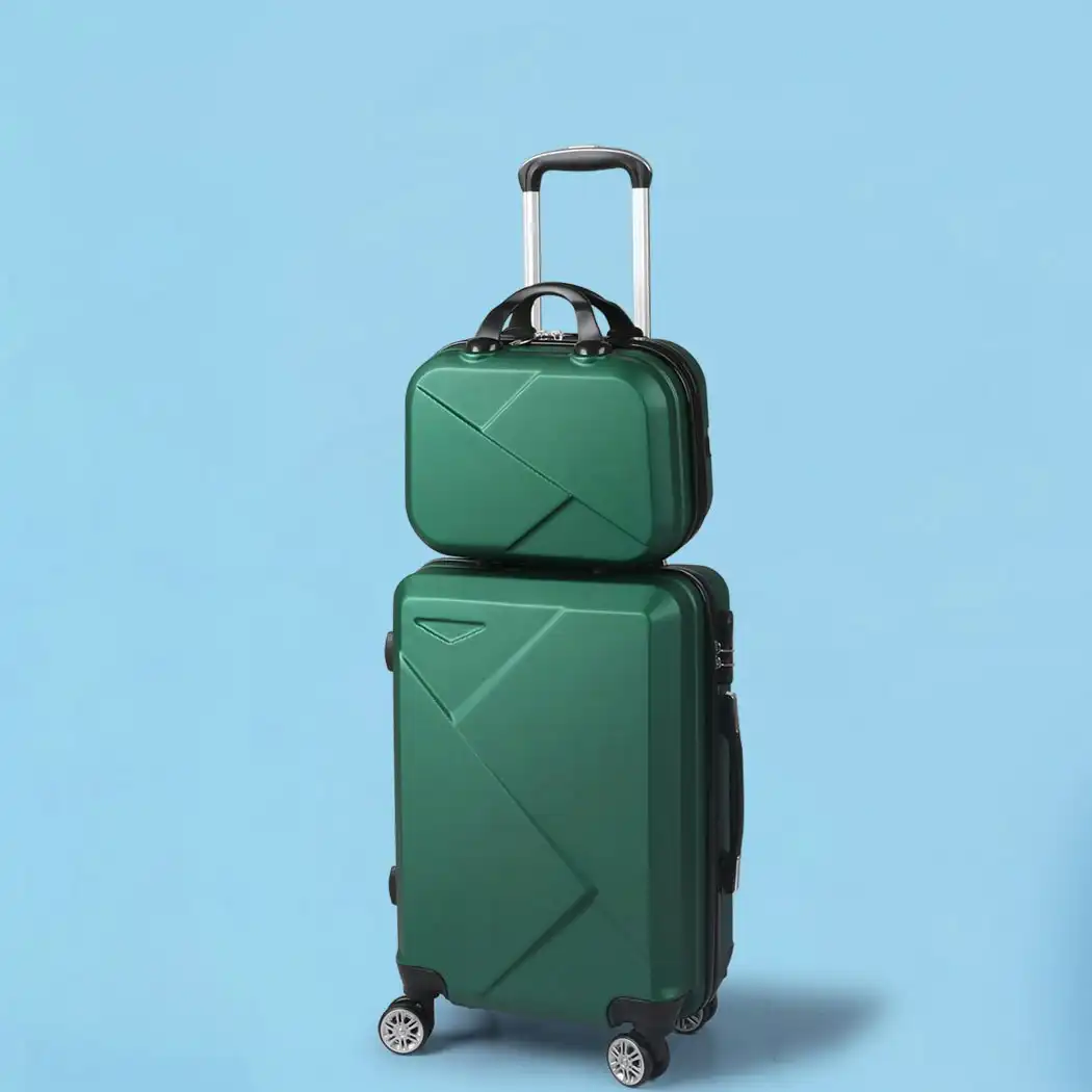 Slimbridge 2pcs 20"Travel Luggage Set 12"Hand Carry On Bag Suitcase Case Green
