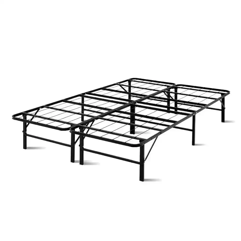 NNEDSZ Foldable Double Metal Bed Frame - Black