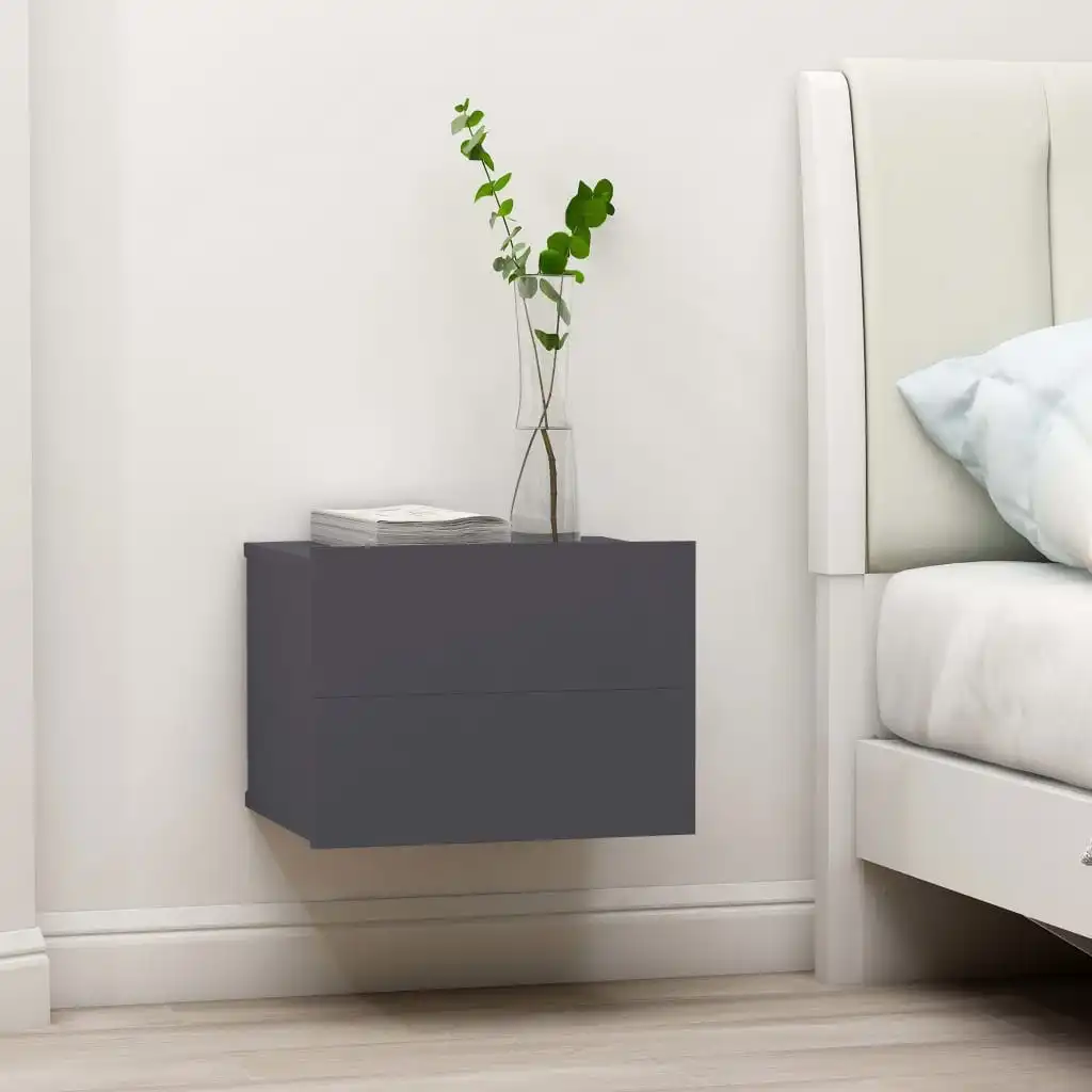 NNEVL Bedside Cabinet Grey 40x30x30 cm Chipboard