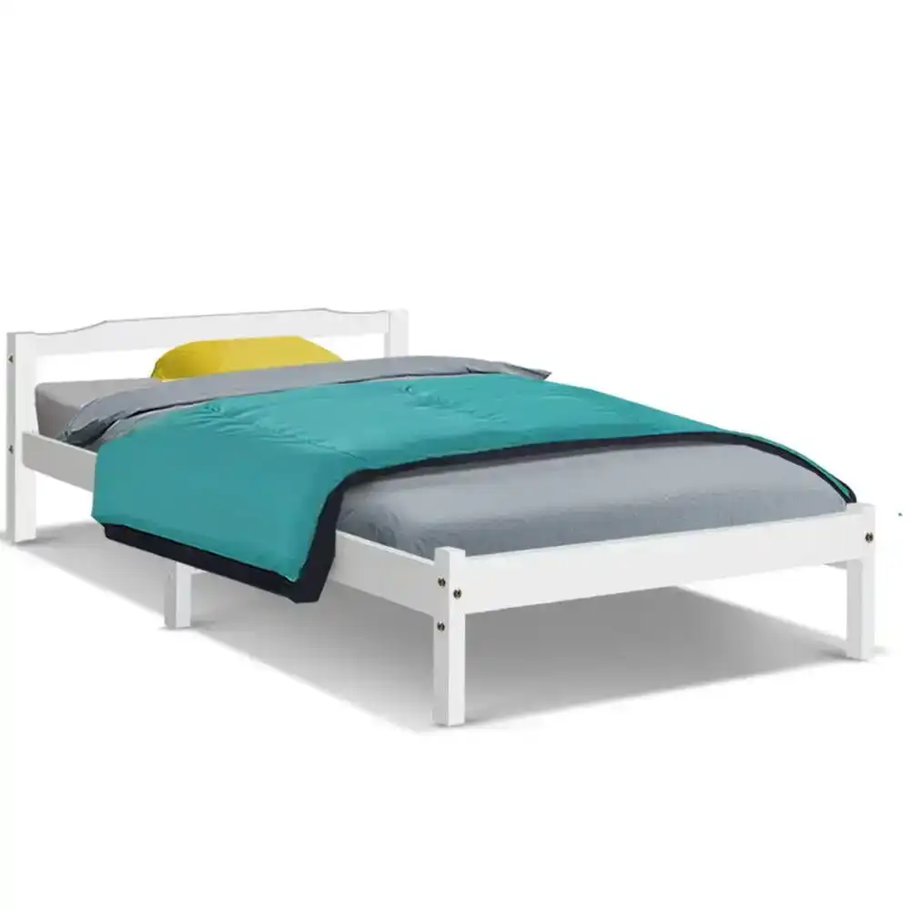 NNEDSZ Single Size Wooden Bed Frame Mattress Base Timber Platform White