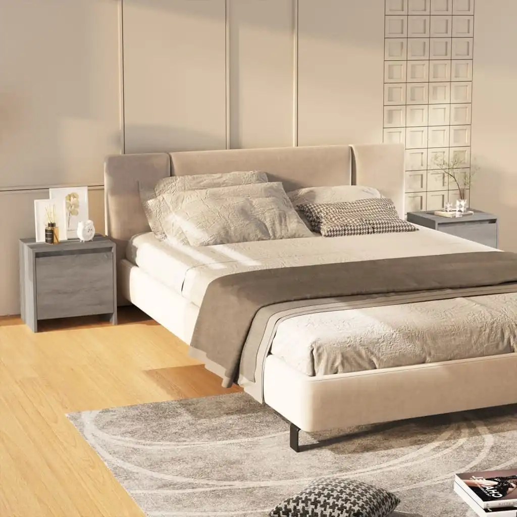NNEVL Bedside Cabinets 2 pcs Grey Sonoma 45x34x44.5 cm Chipboard