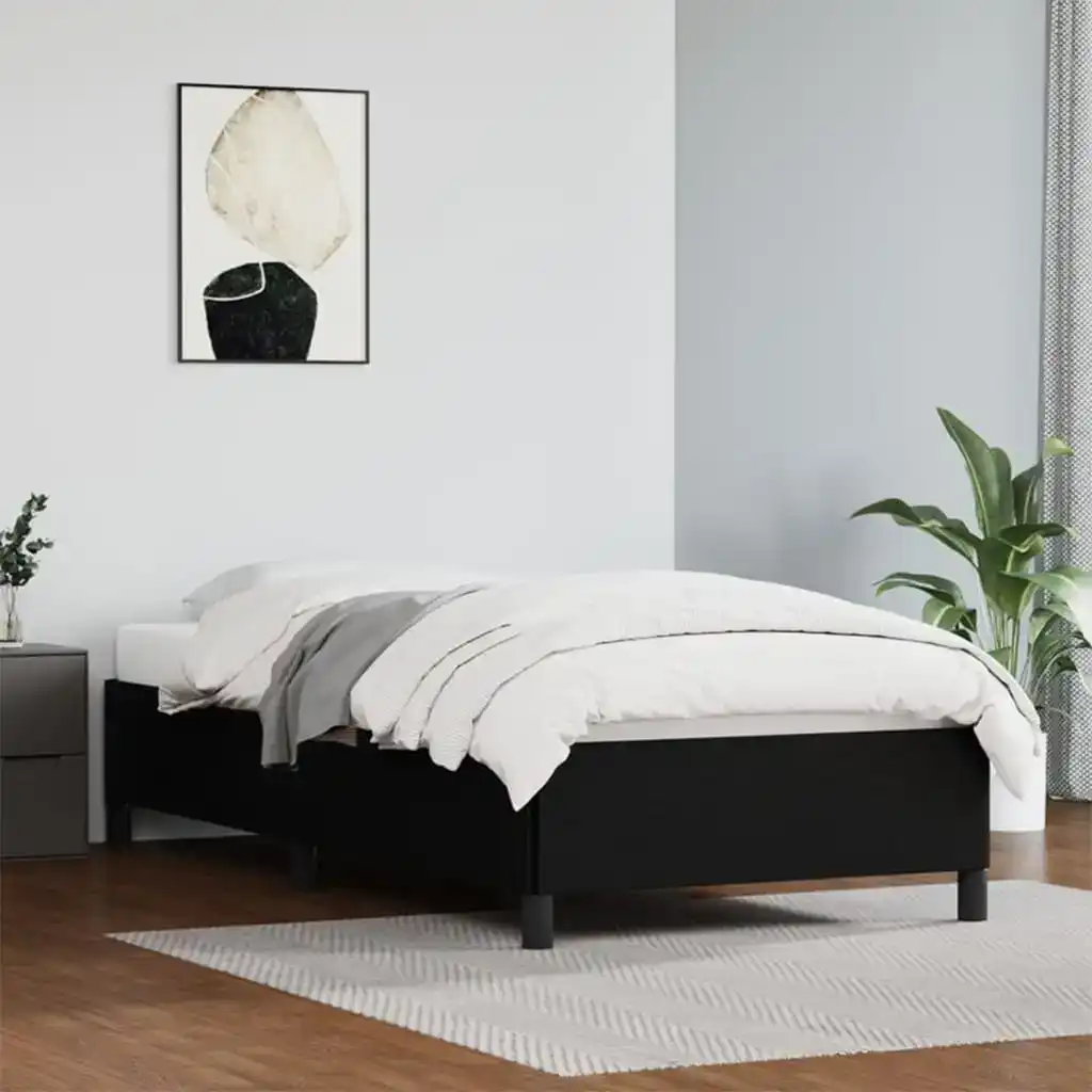 NNEVL Bed Frame Black 107x203 cm King Single Faux Leather