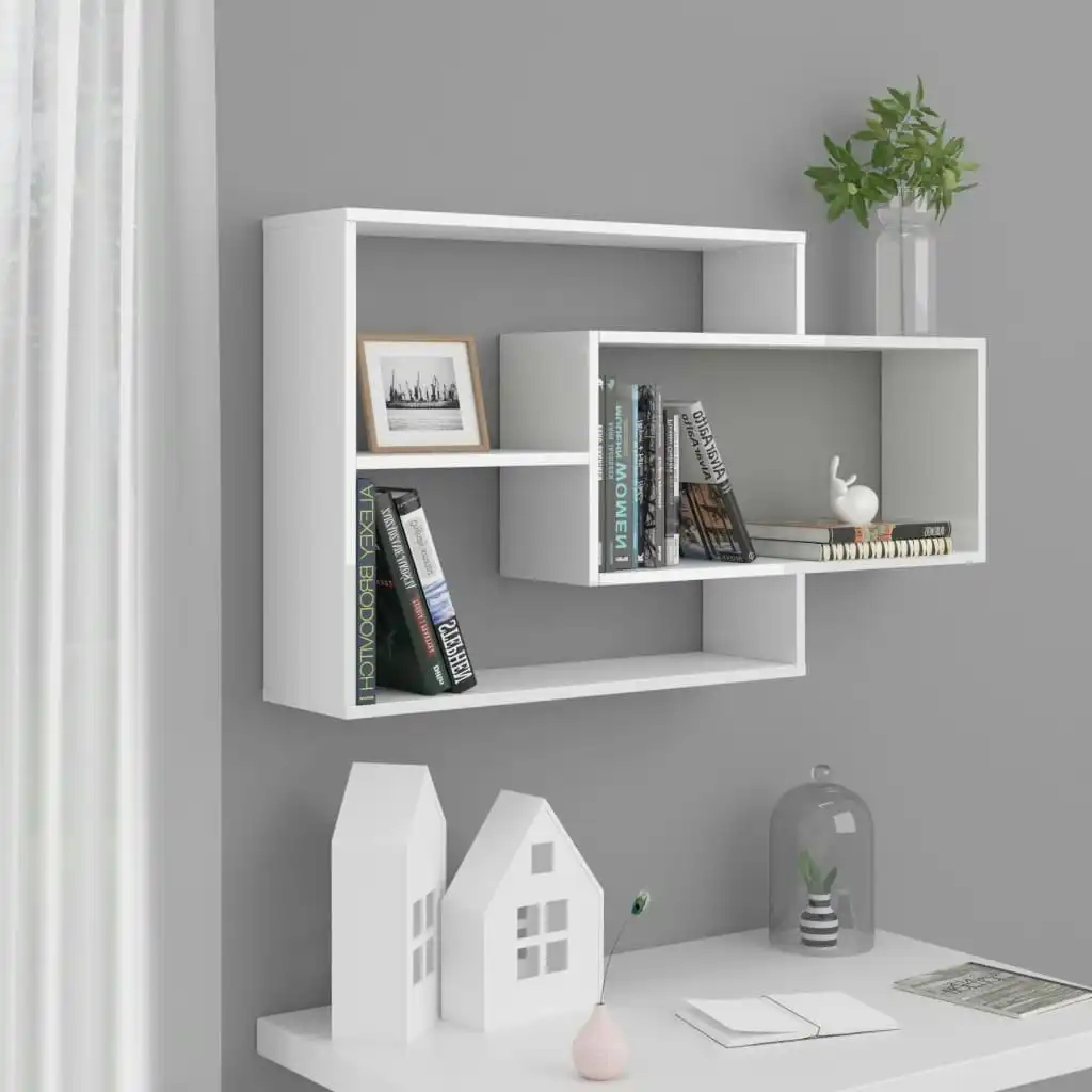 NNEVL Wall Shelves High Gloss White 104x20x58.5 cm Chipboard