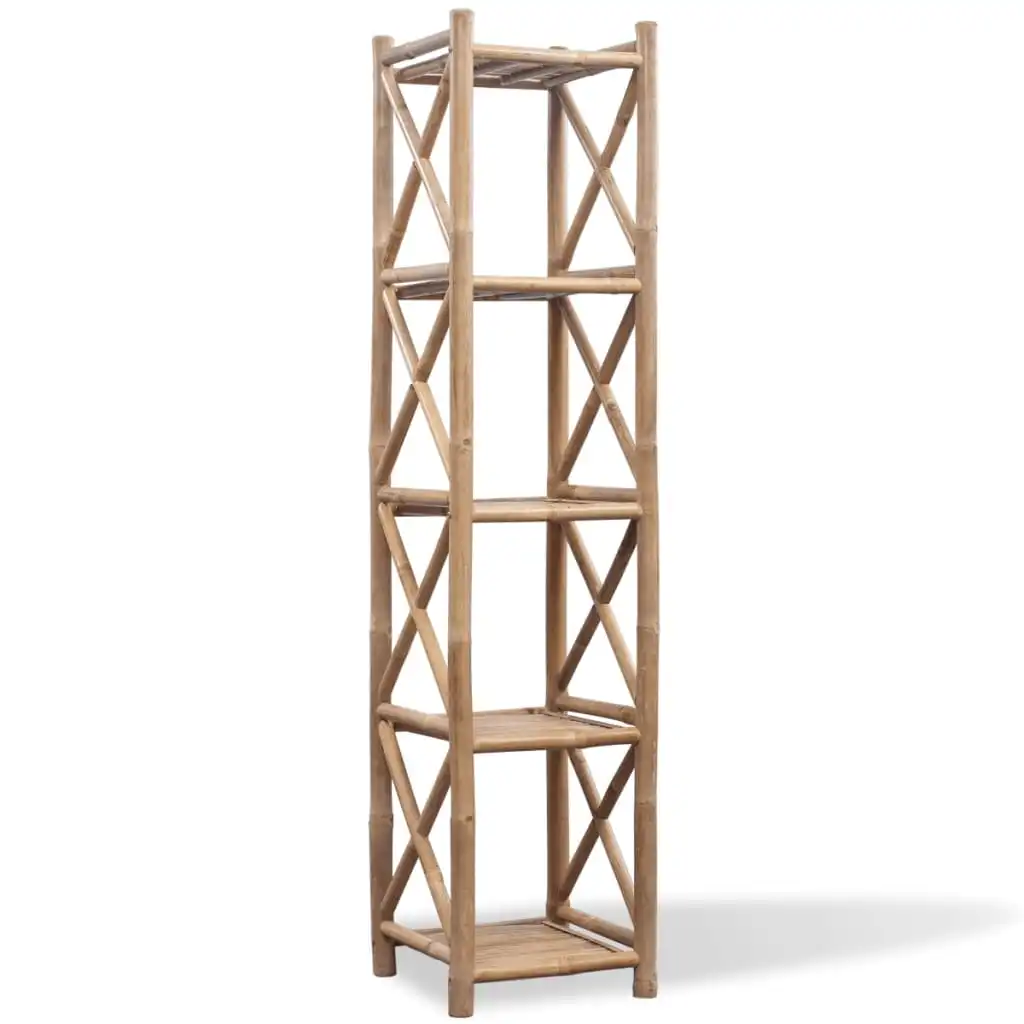 NNEVL 5-Tier Square Bamboo Shelf