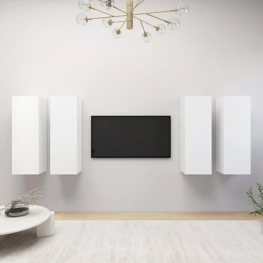 NNEVL TV Cabinets 4 pcs White 30.5x30x90 cm Chipboard