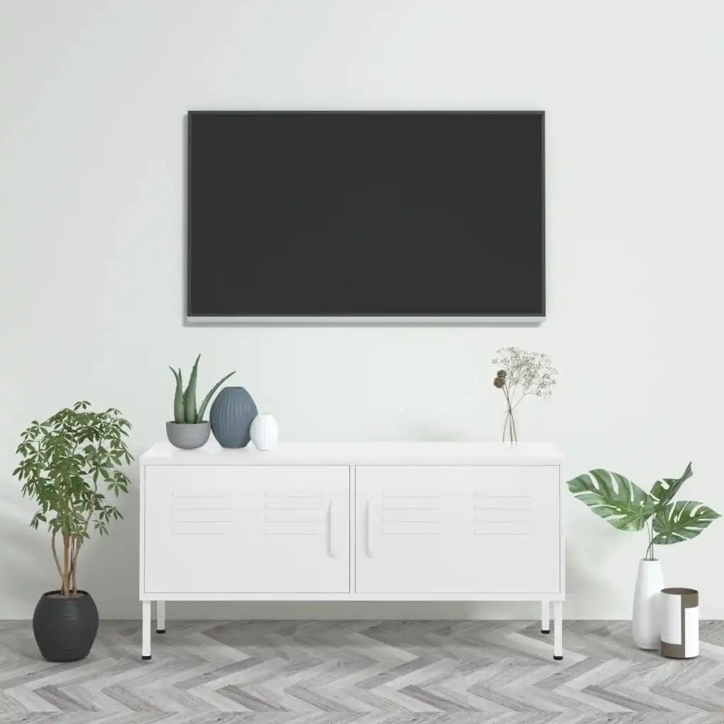 NNEVL TV Cabinet White 105x35x50 cm Steel