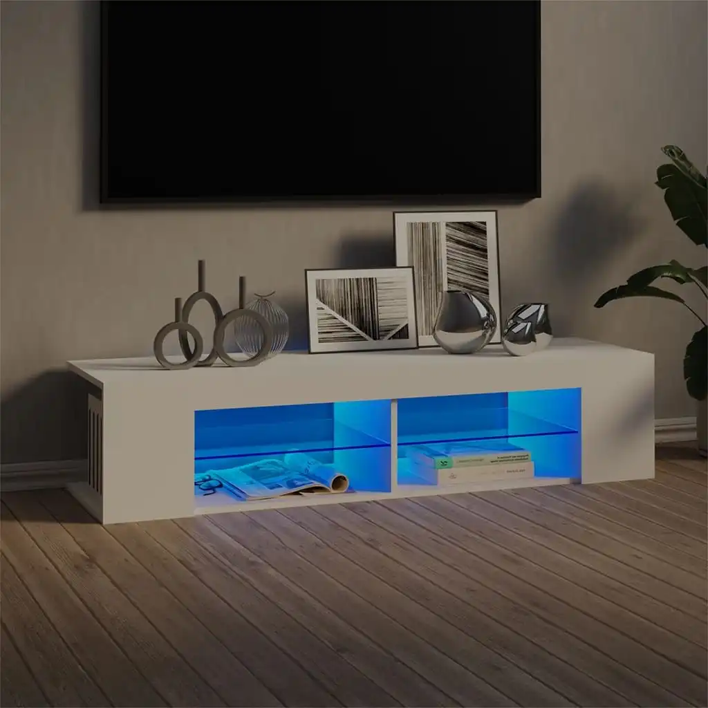 NNEVL TV Cabinet with LED Lights White 135x39x30 cm