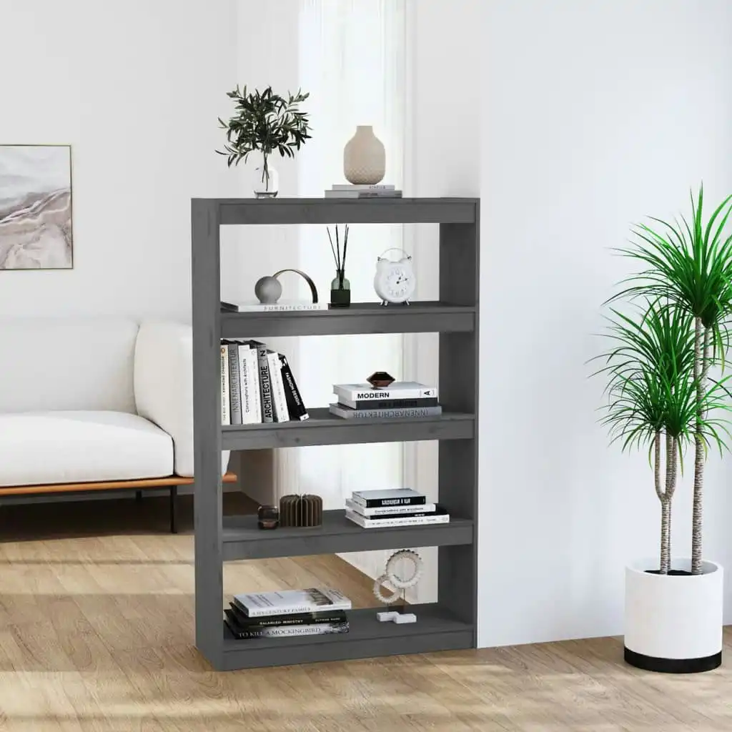 NNEVL Book Cabinet/Room Divider Grey 80x30x135.5 cm Solid Wood Pine