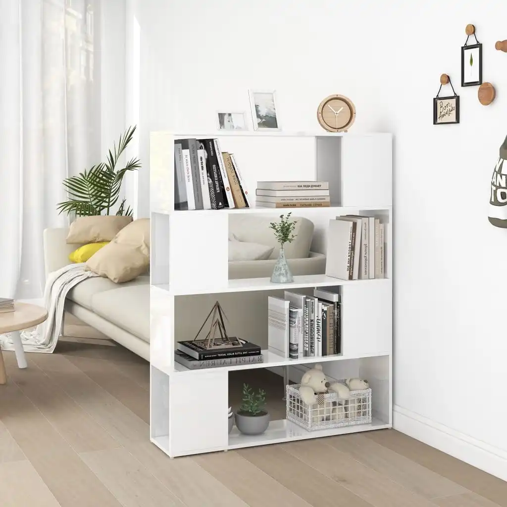 NNEVL Book Cabinet Room Divider High Gloss White 100x24x124 cm